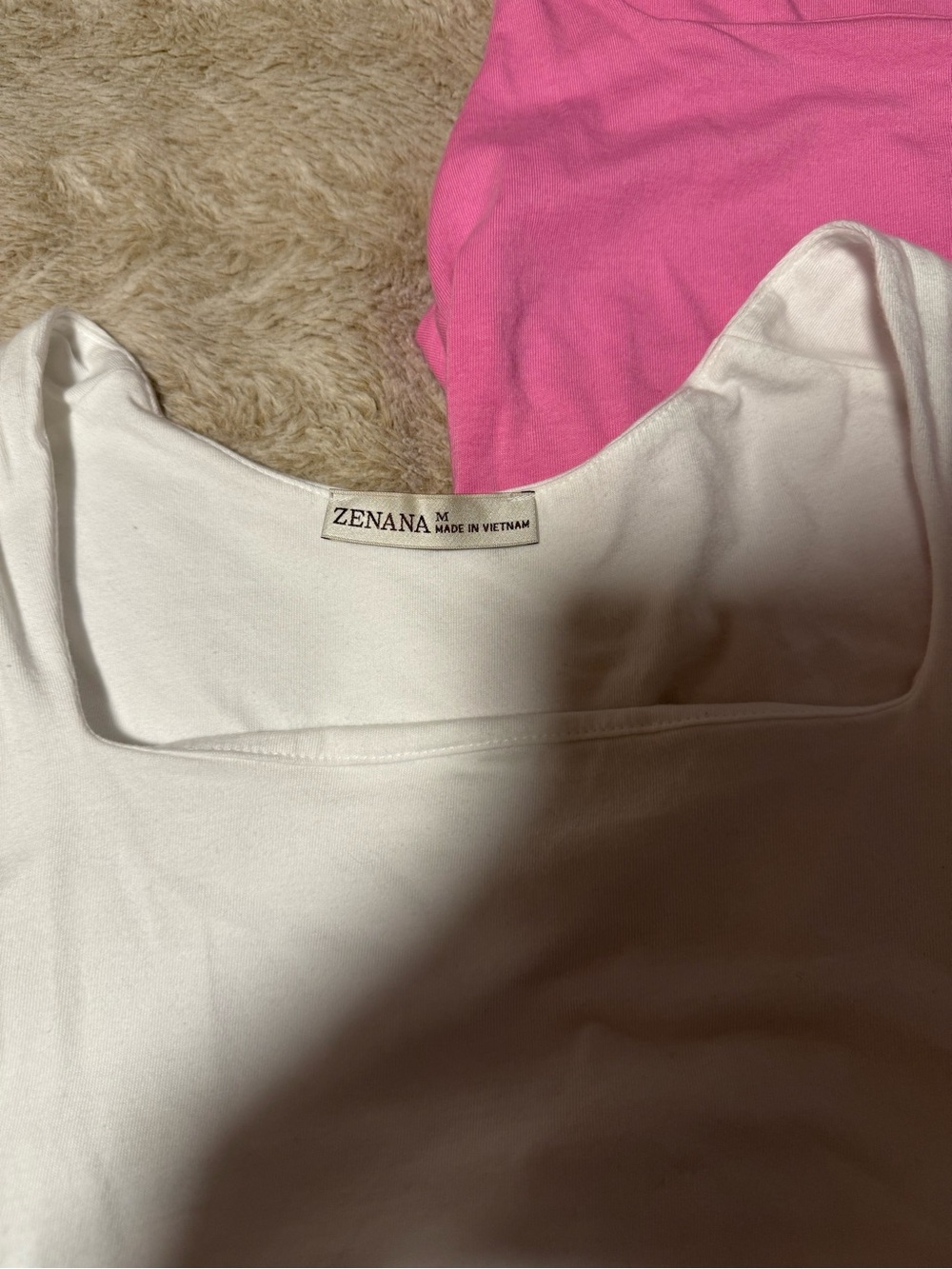 Zenana Outfitters Pink and White Square-Neck Crop Tanks - Picture 2 of 4